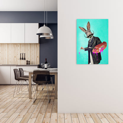 Rabbit Painter Art Print by Coco Deparis A1 Black Frame