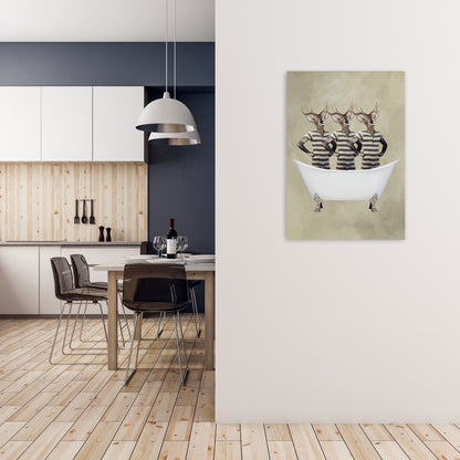 Deers In Bathtub Art Print by Coco Deparis A1 Black Frame