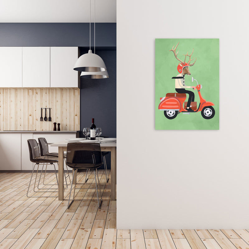 Deer On Scooter Art Print by Coco Deparis A1 Black Frame