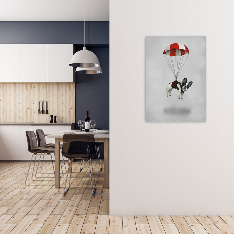 Bulldog With Parachute Art Print by Coco Deparis A1 Black Frame