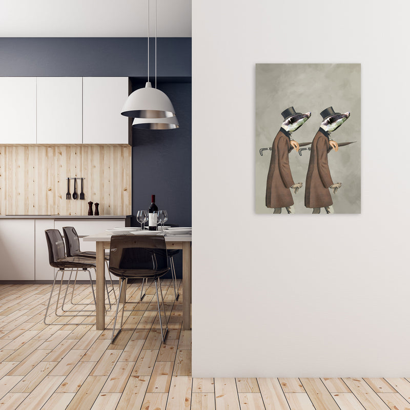 Badgers With Umbrellas Art Print by Coco Deparis A1 Black Frame