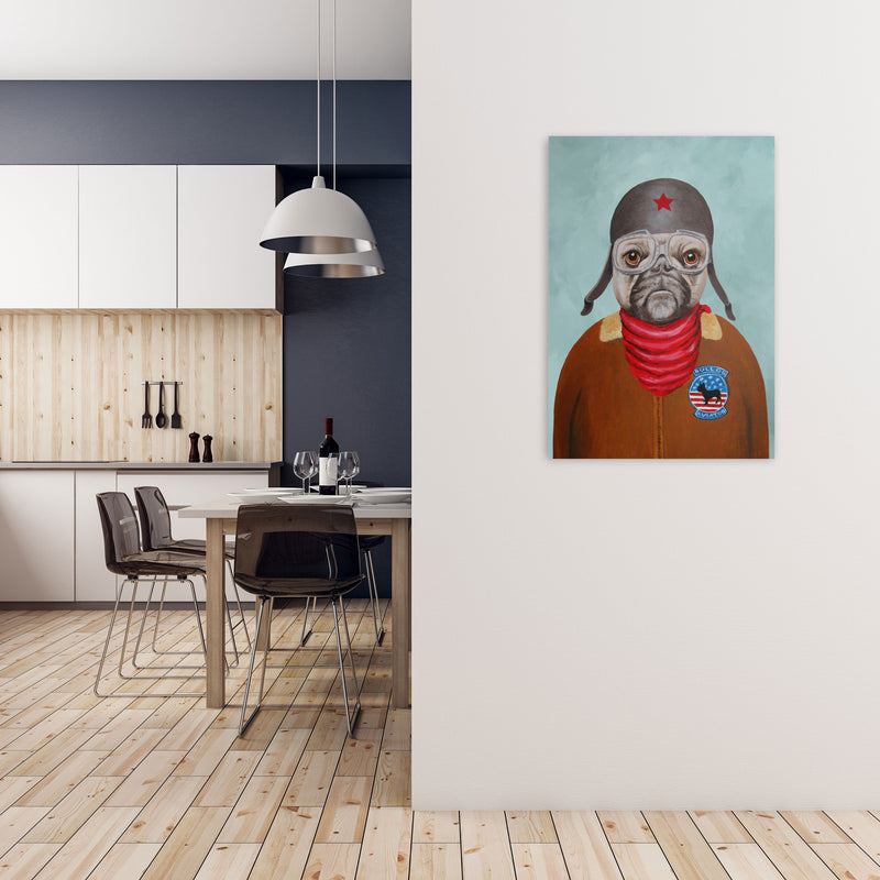 Bulldog With Helmet Art Print by Coco Deparis A1 Black Frame