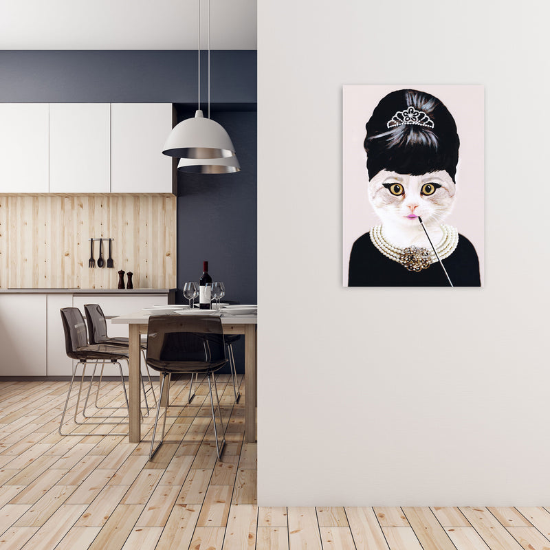Audrey Hepburn Cat Art Print by Coco Deparis A1 Black Frame