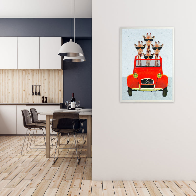 Giraffes On Holiday 2 Art Print by Coco Deparis A1 Oak Frame