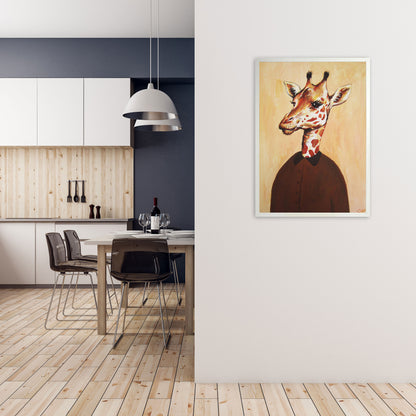 Giraffe 02 Art Print by Coco Deparis A1 Oak Frame