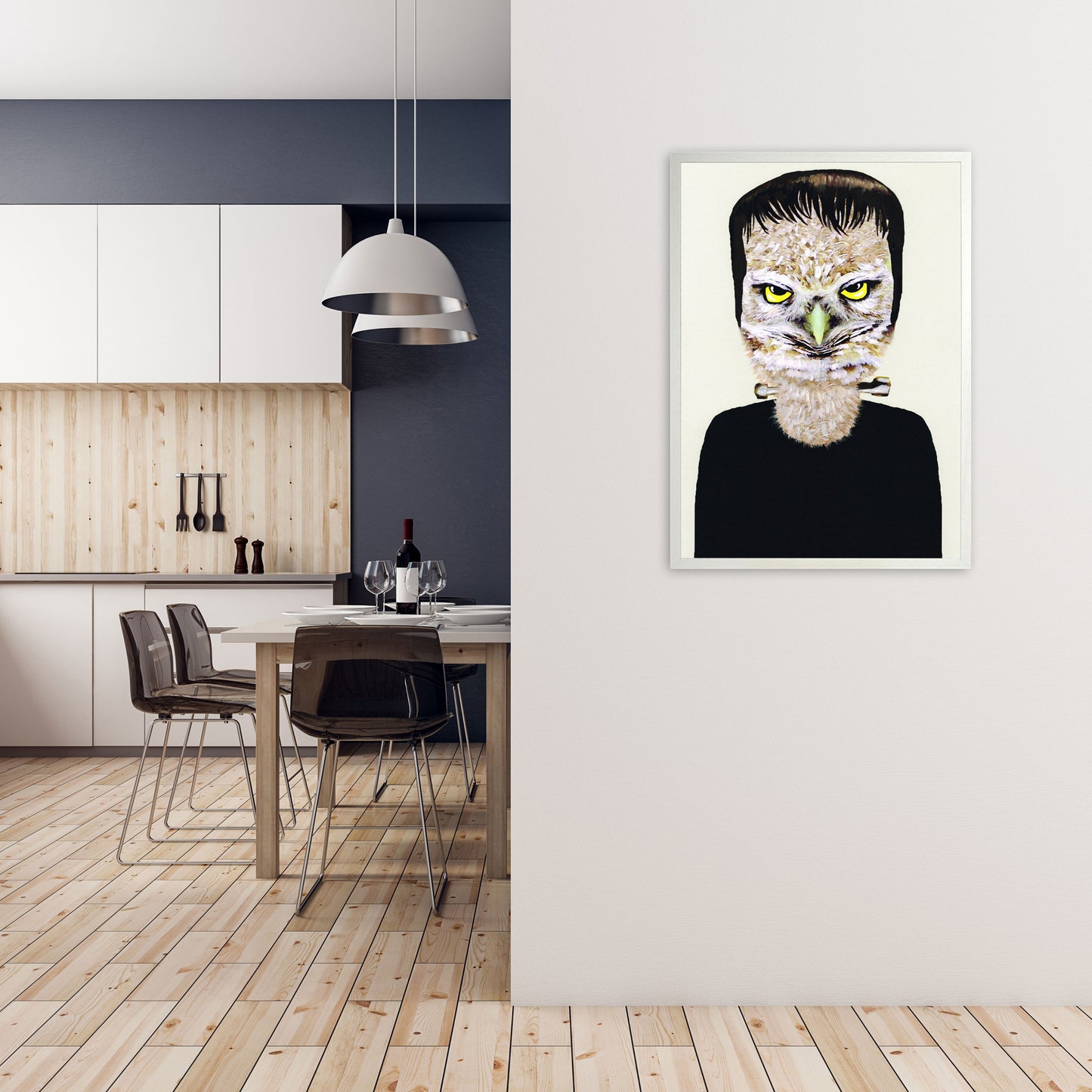 Frankenstein Art Print by Coco Deparis A1 Oak Frame