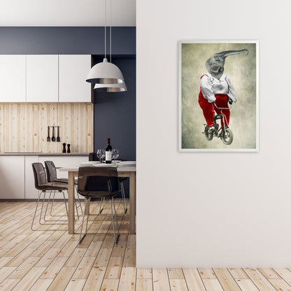 Elephant On Bicycle 02 Art Print by Coco Deparis A1 Oak Frame