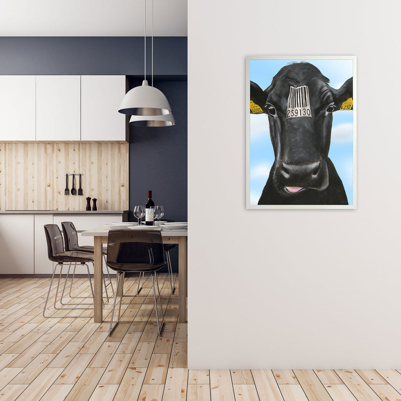 Cow Barcode 01 Art Print by Coco Deparis A1 Oak Frame