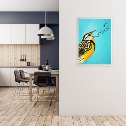 Bird Singing 02 Art Print by Coco Deparis A1 Oak Frame