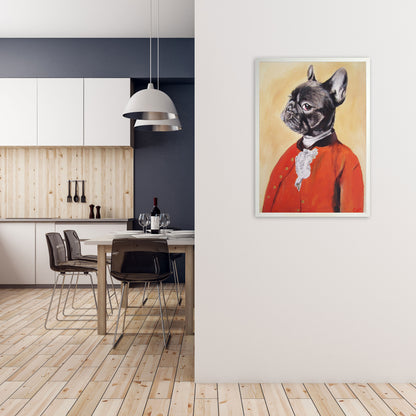 Bulldog 02 Art Print by Coco Deparis A1 Oak Frame