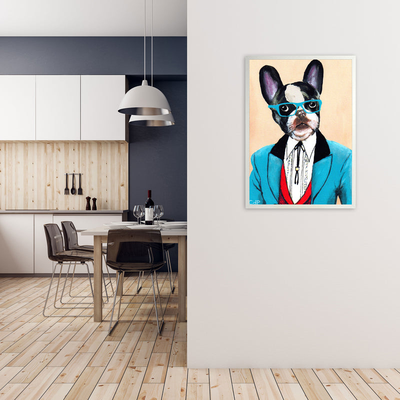 Bulldog 03 Art Print by Coco Deparis A1 Oak Frame