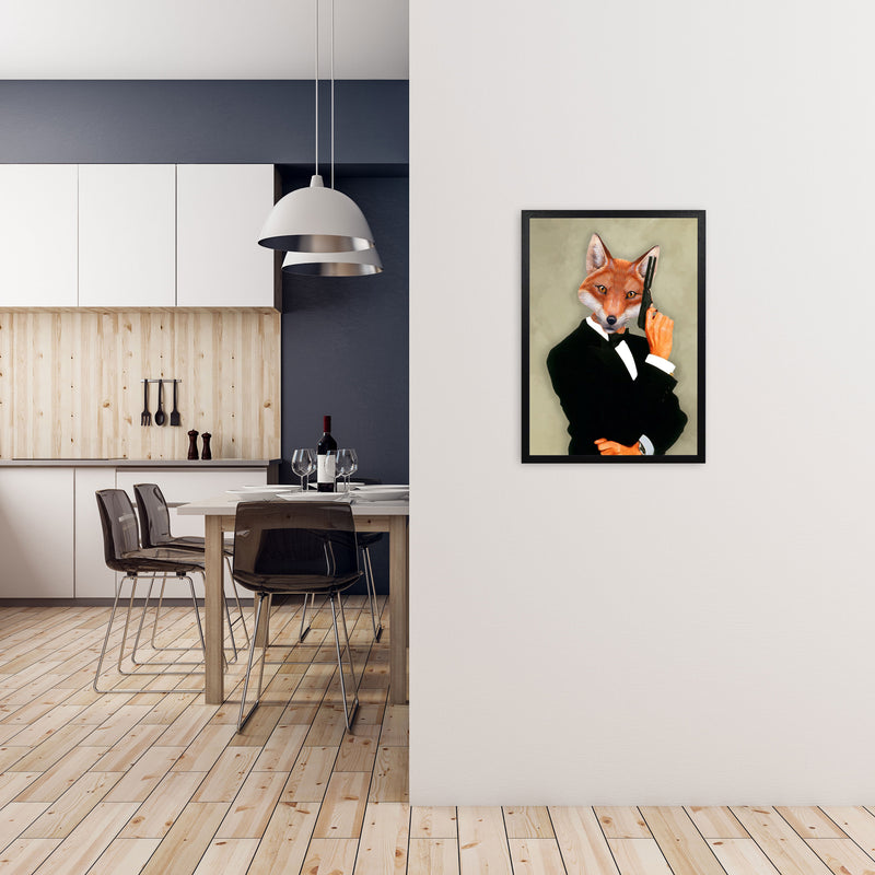 James Bond Fox Art Print by Coco Deparis A2 White Frame
