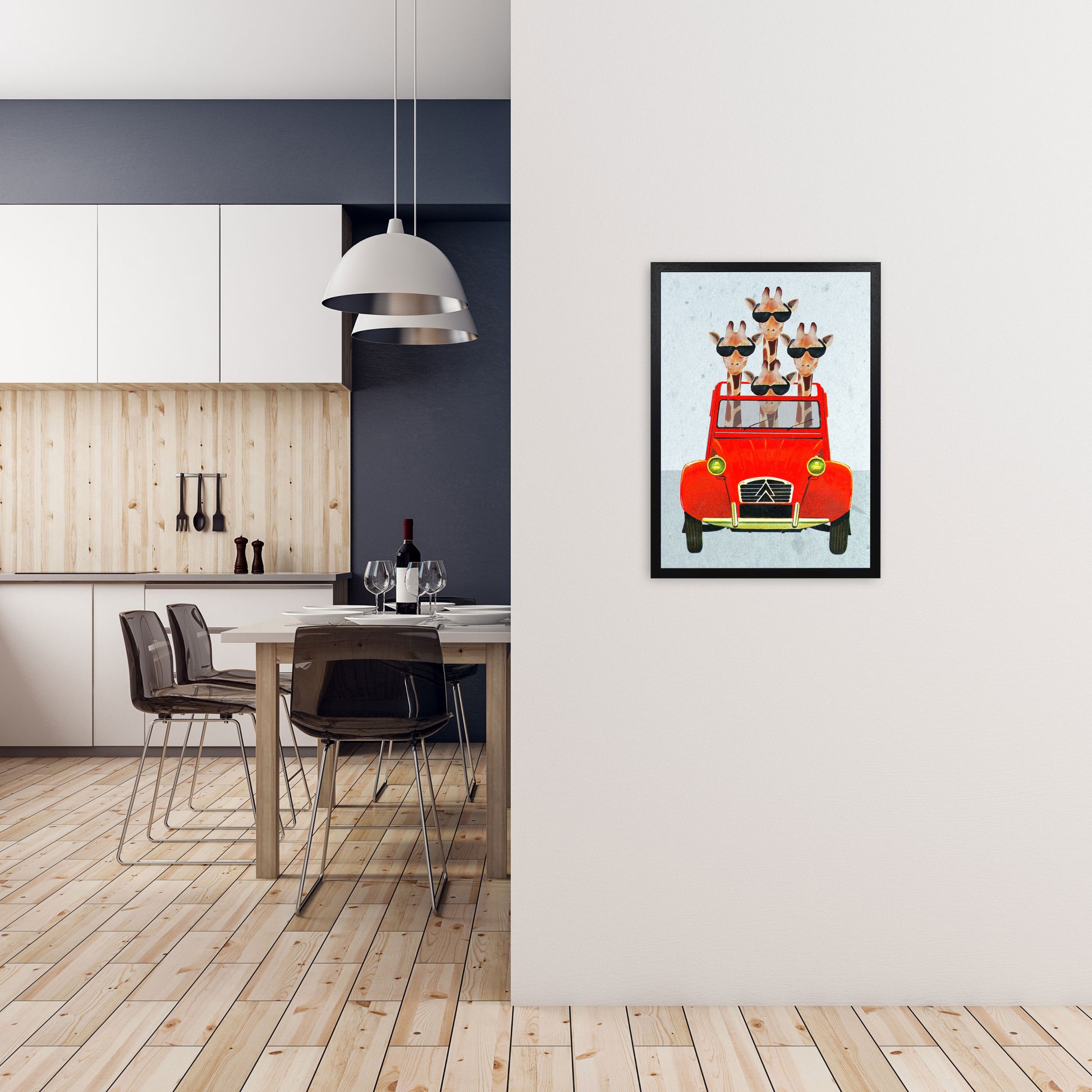 Giraffes On Holiday 2 Art Print by Coco Deparis A2 White Frame
