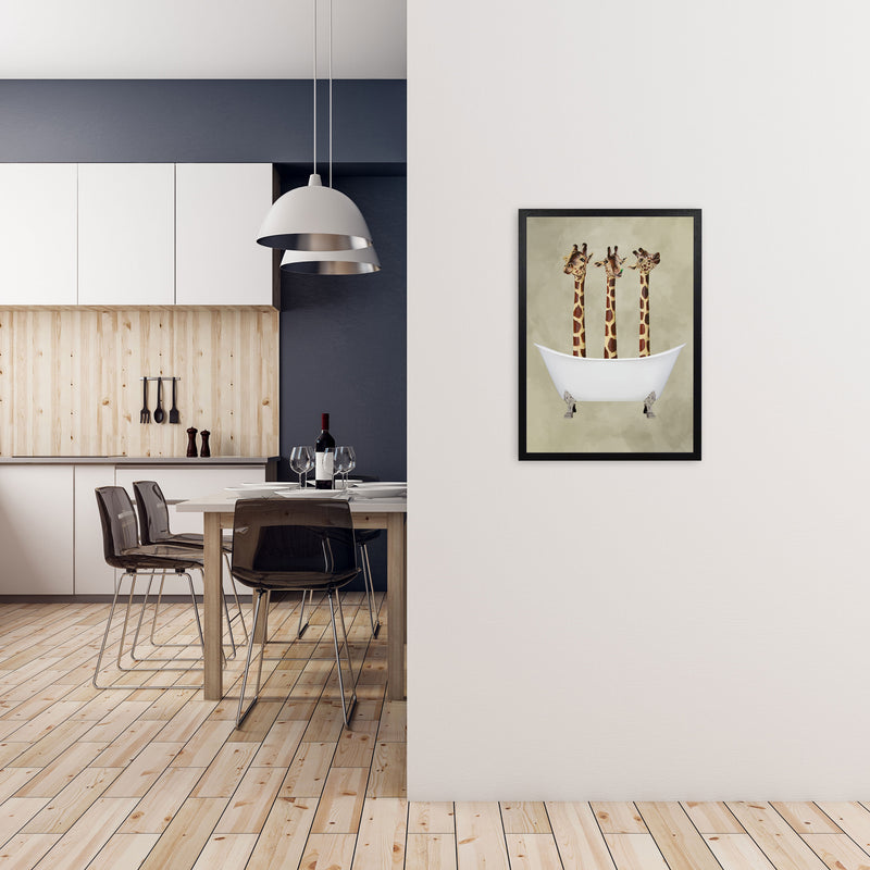 Giraffes In Bathtub Art Print by Coco Deparis A2 White Frame