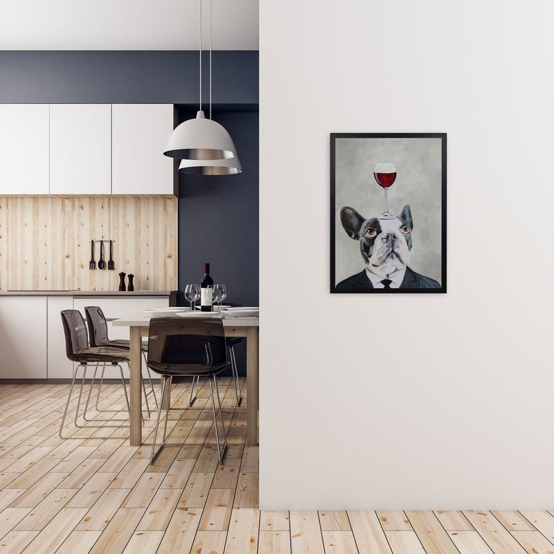 French Bulldog With Wineglass Art Print by Coco Deparis A2 White Frame