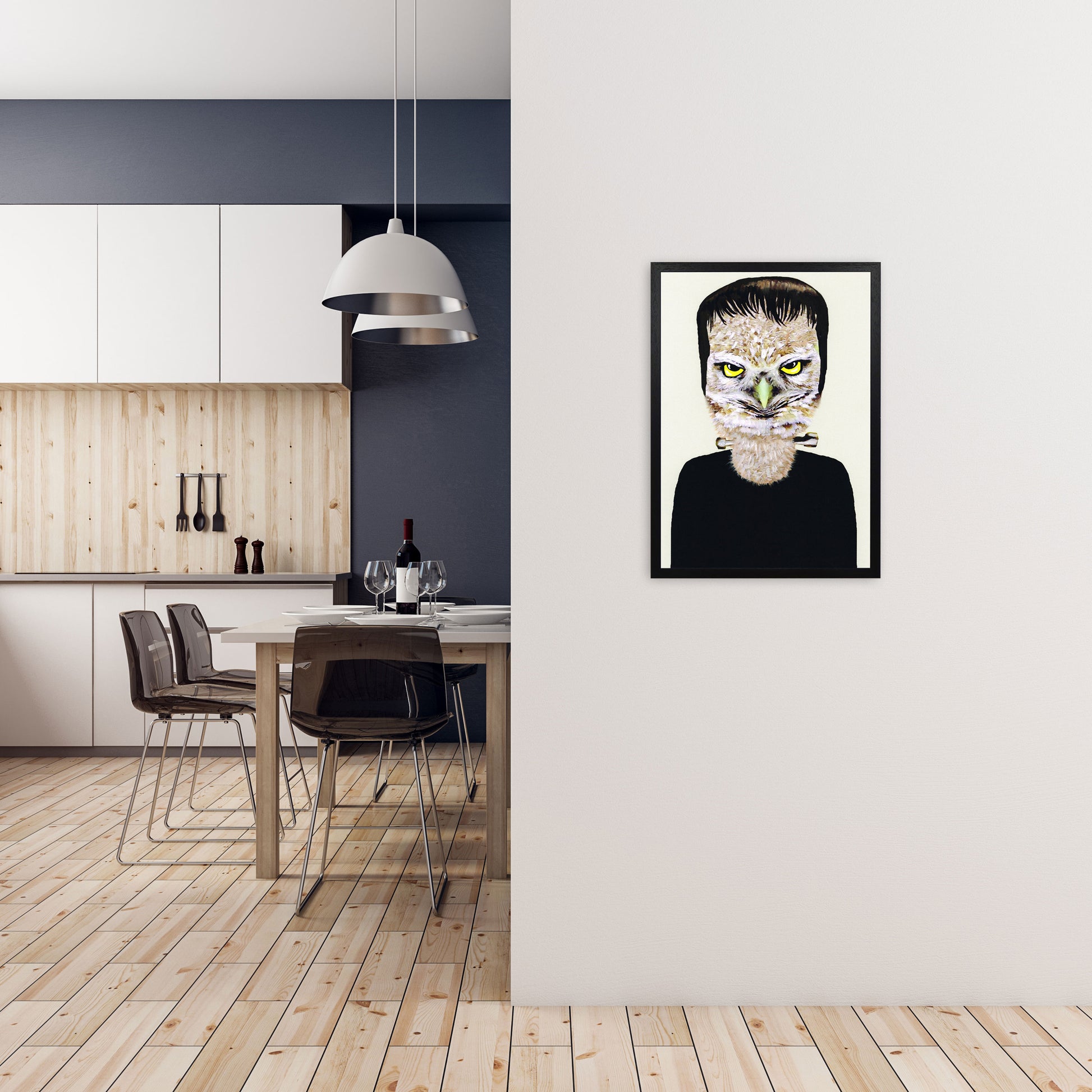 Frankenstein Art Print by Coco Deparis A2 White Frame