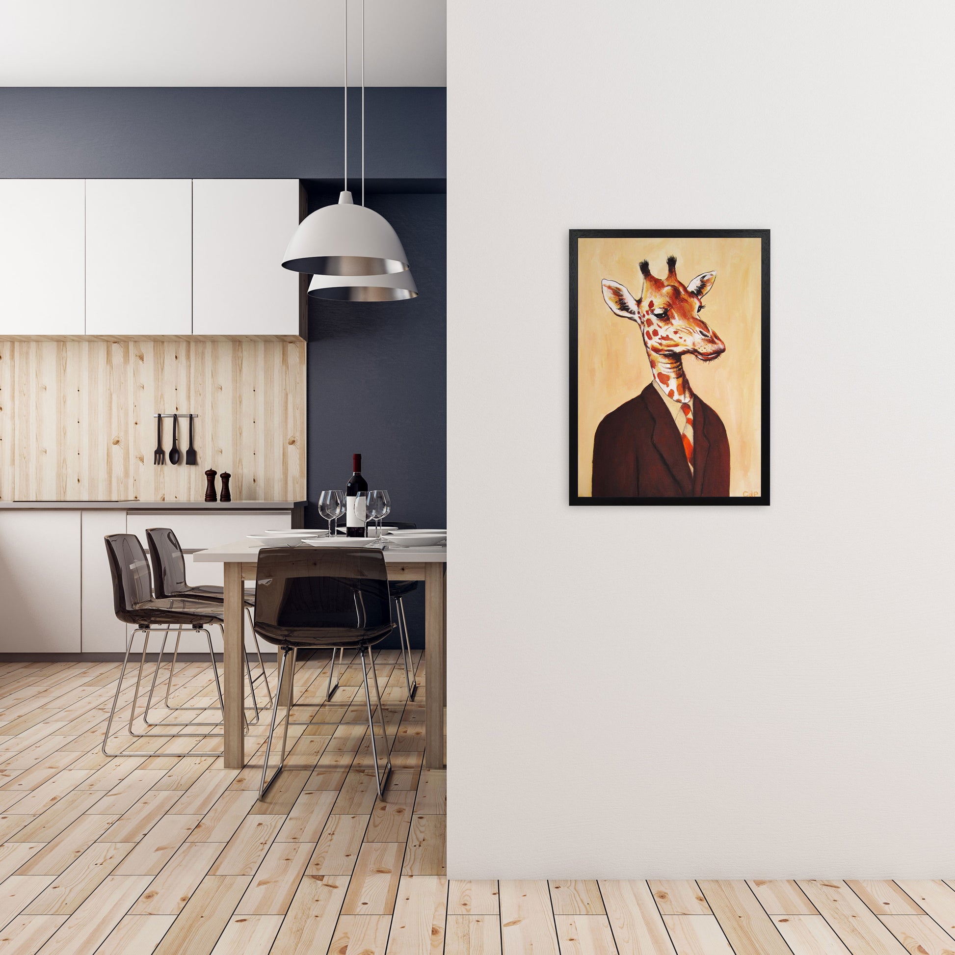 Giraffe 01 Art Print by Coco Deparis A2 White Frame