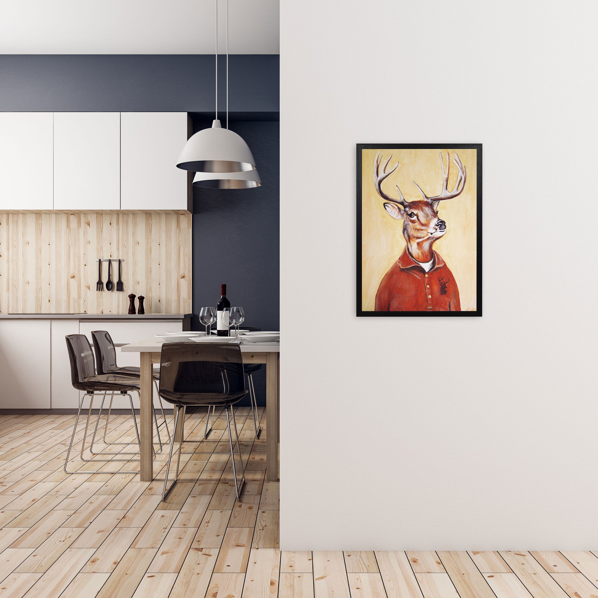 Deer 01 Art Print by Coco Deparis A2 White Frame