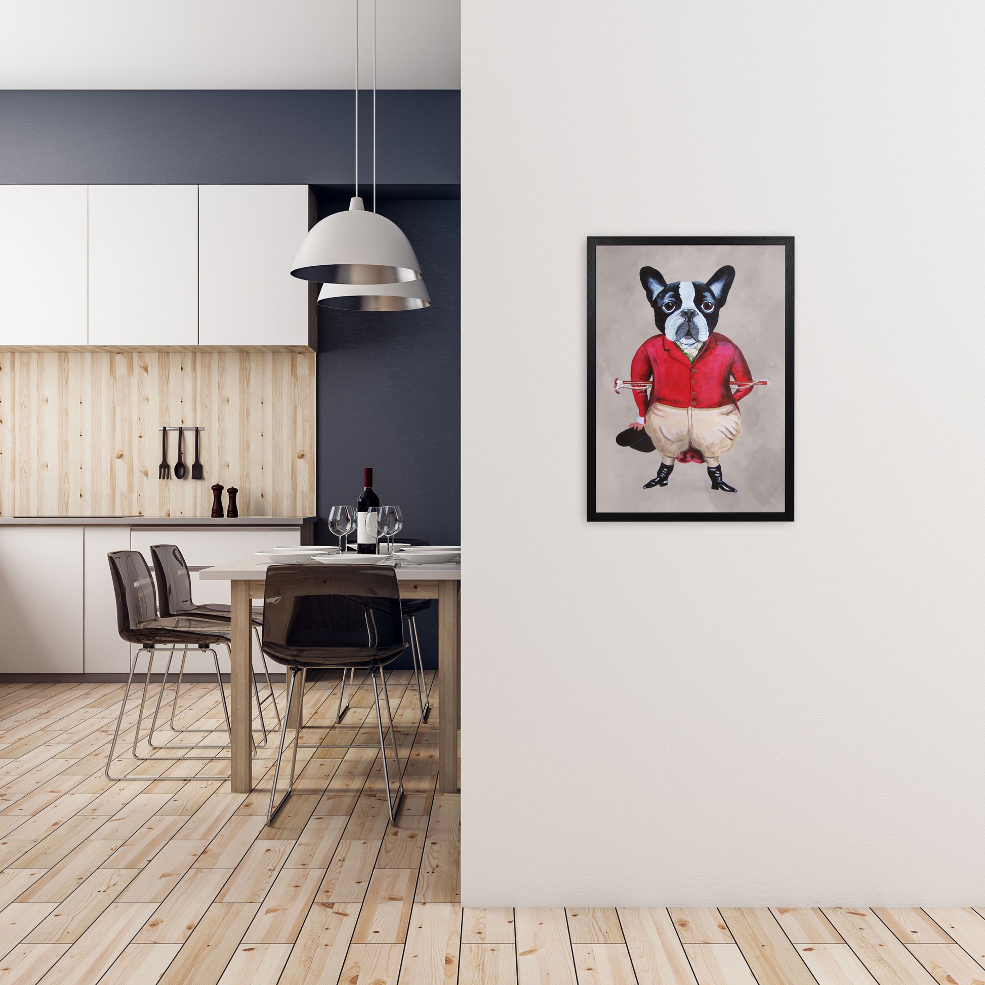 Bulldog Horse Driver Art Print by Coco Deparis A2 White Frame