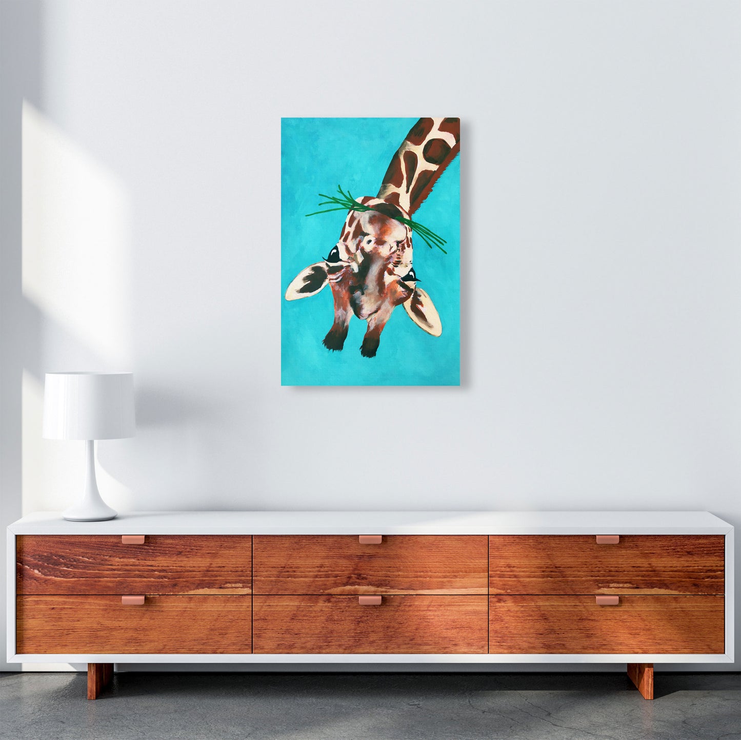 Giraffe Upside Down Art Print by Coco Deparis A2 Canvas