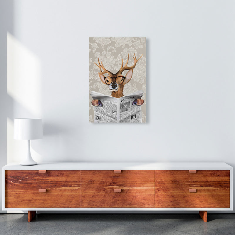 Deer Reading Newspaper Art Print by Coco Deparis A2 Canvas