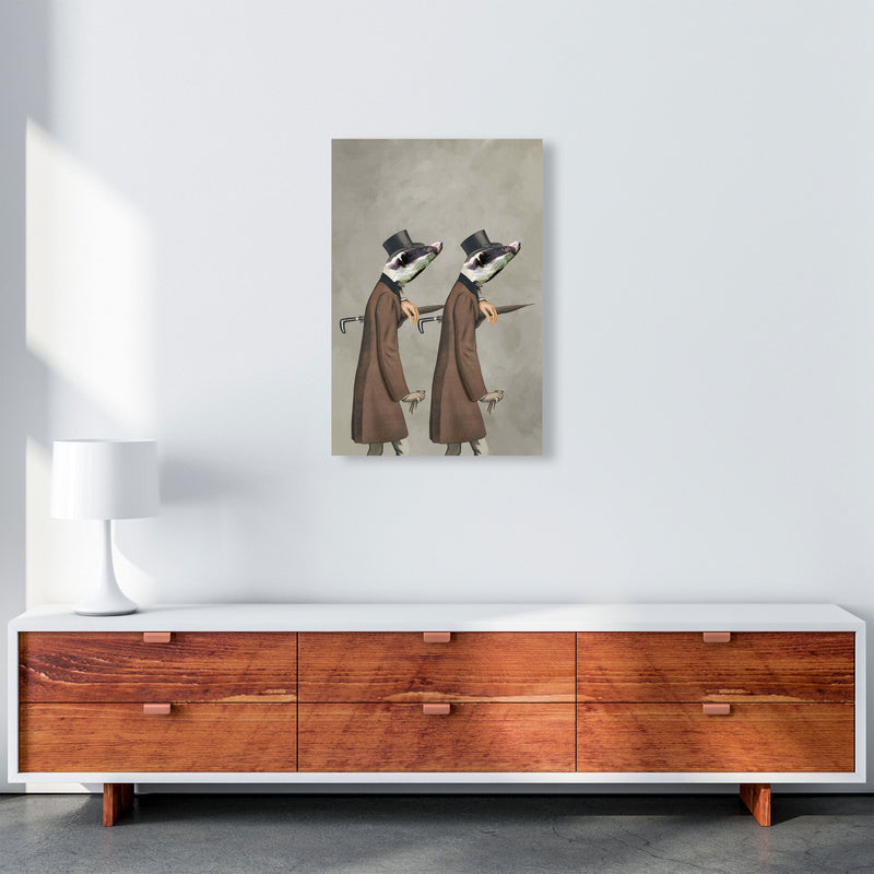 Badgers With Umbrellas Art Print by Coco Deparis A2 Canvas
