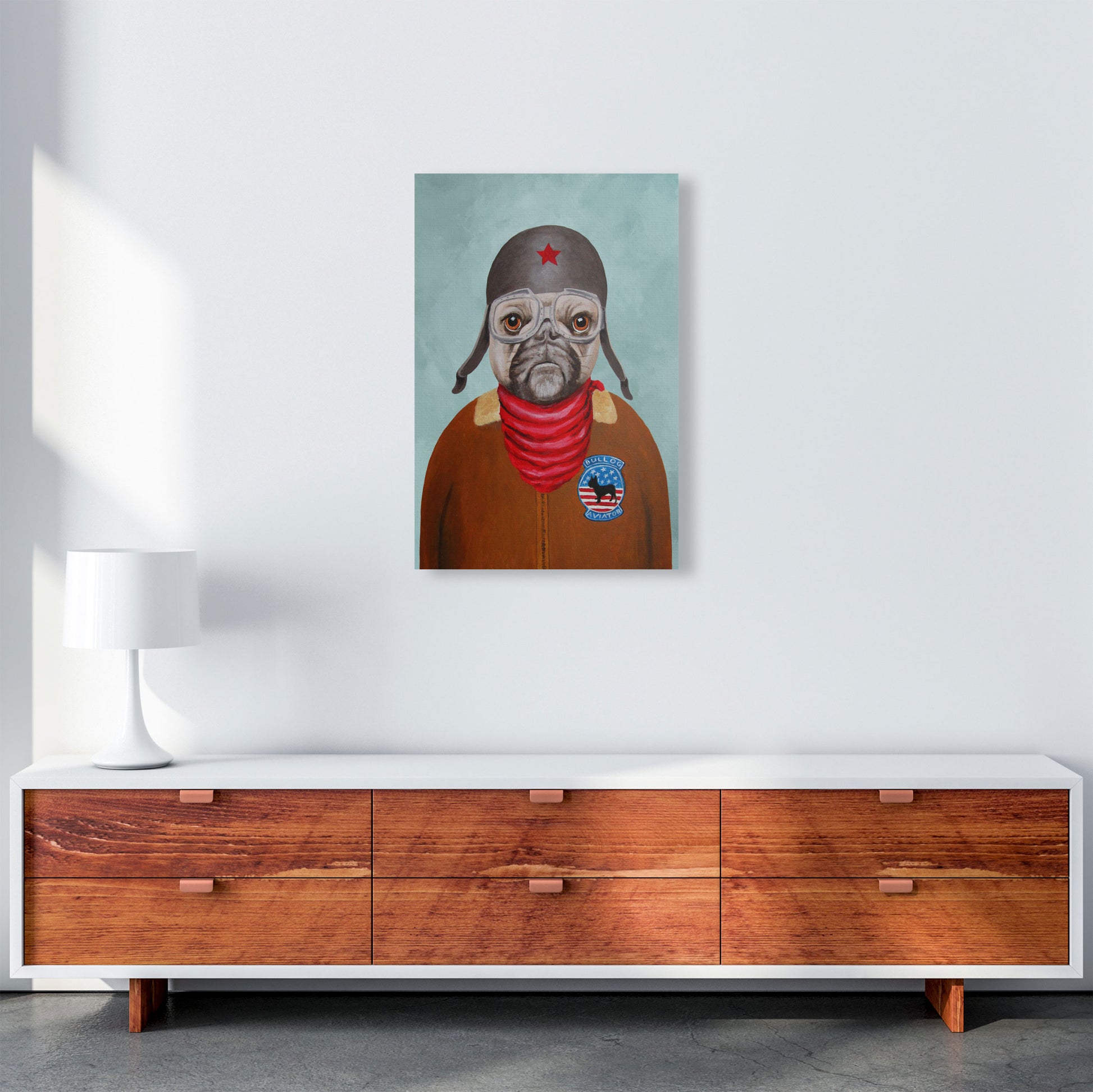 Bulldog With Helmet Art Print by Coco Deparis A2 Canvas