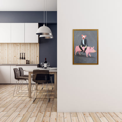 Pig Sitting On A Pig Art Print by Coco Deparis A2 Print Only