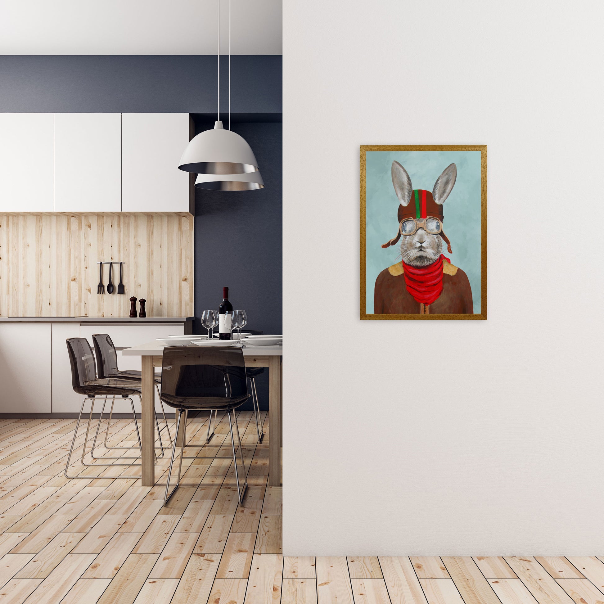 Rabbit With Helmet Art Print by Coco Deparis A2 Print Only