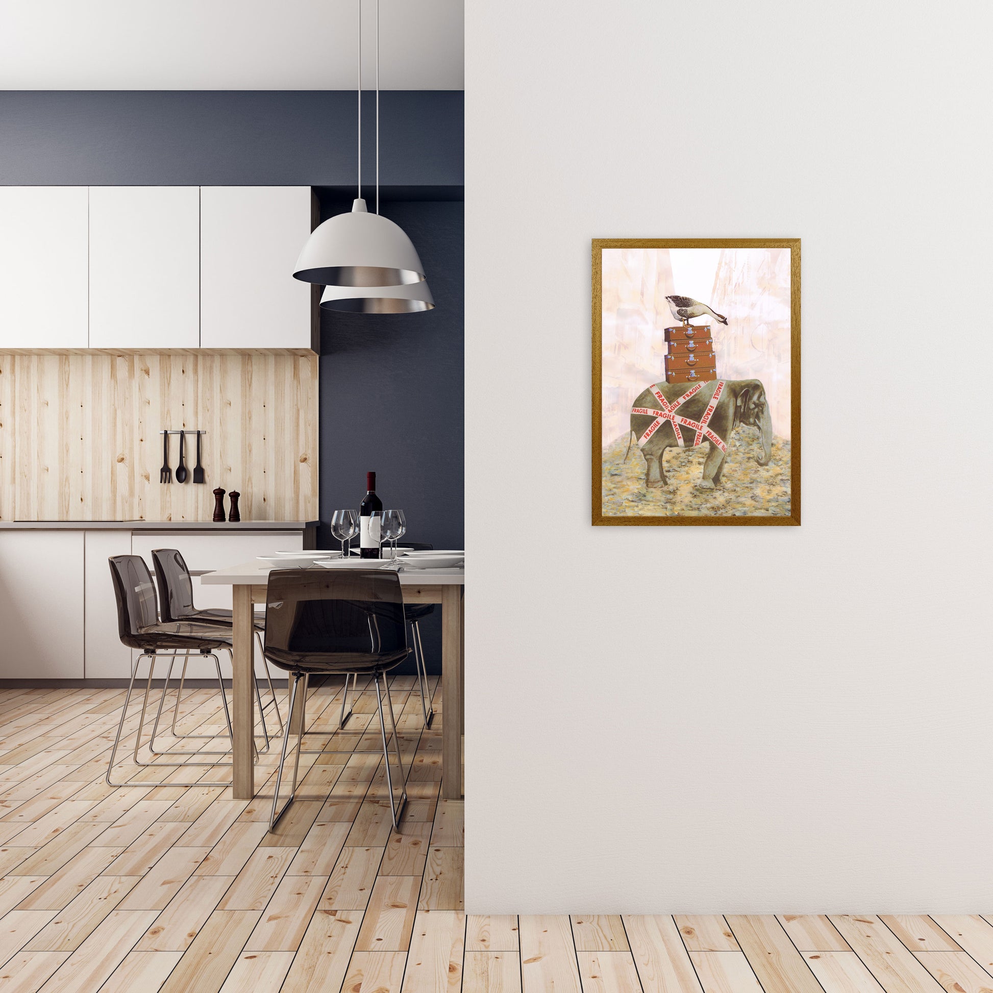Elephant With Goose Art Print by Coco Deparis A2 Print Only