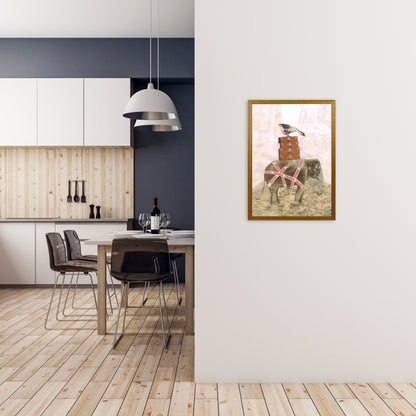 Elephant With Goose Art Print by Coco Deparis A2 Print Only