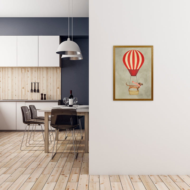 Daschund With Airballoon Art Print by Coco Deparis A2 Print Only