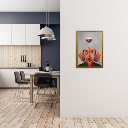 Daschund With Wineglass Art Print by Coco Deparis A2 Print Only
