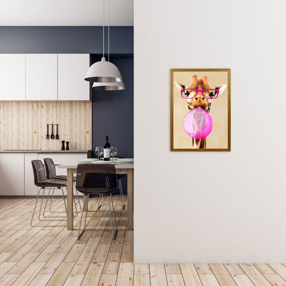 Clever Giraffe With Bubblegum Art Print by Coco Deparis A2 Print Only