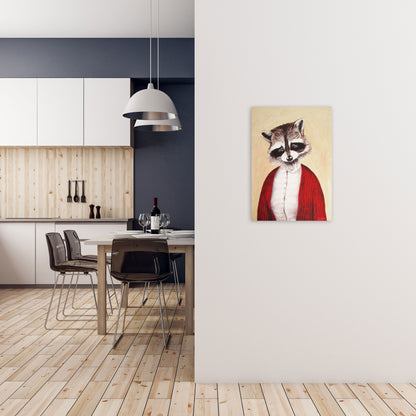 Racoon Art Print by Coco Deparis A2 Black Frame