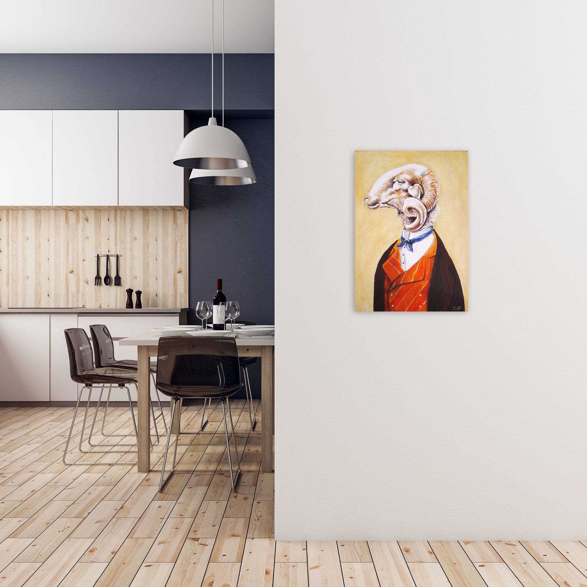 Ram Art Print by Coco Deparis A2 Black Frame