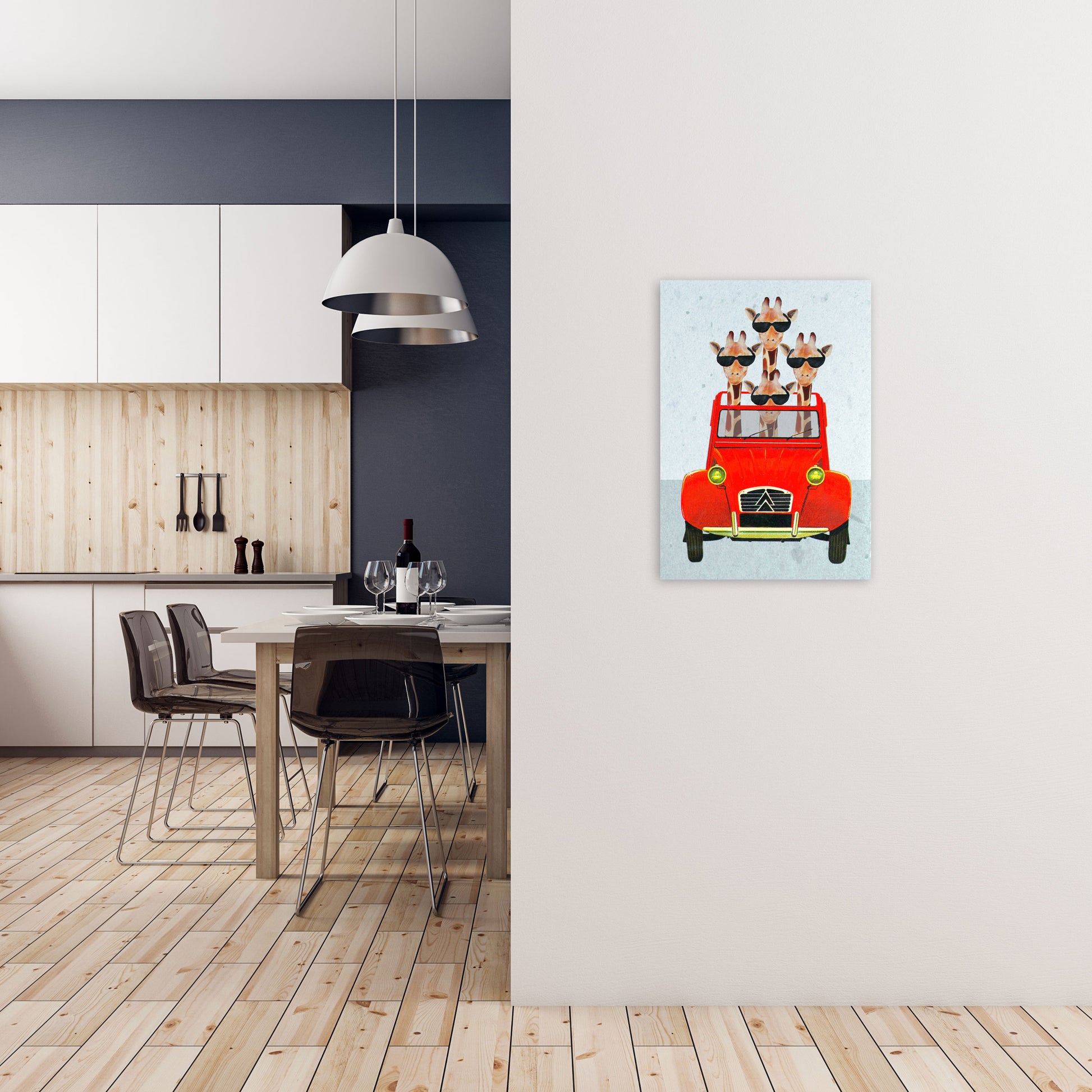 Giraffes On Holiday 2 Art Print by Coco Deparis A2 Black Frame