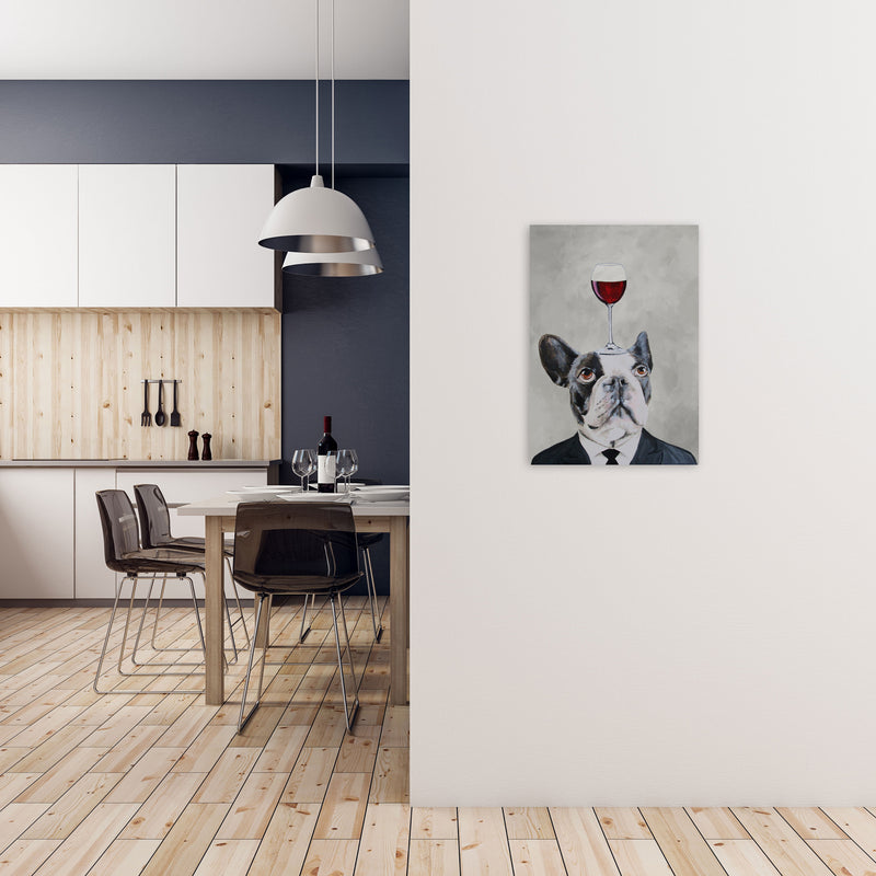 French Bulldog With Wineglass Art Print by Coco Deparis A2 Black Frame