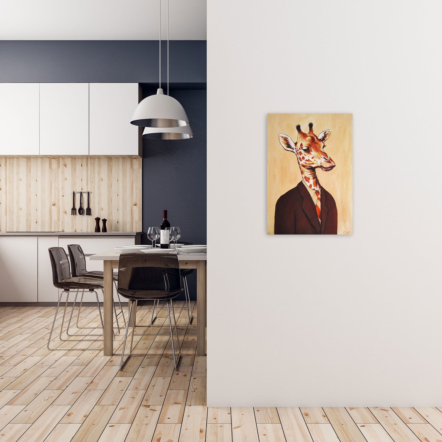 Giraffe 01 Art Print by Coco Deparis A2 Black Frame