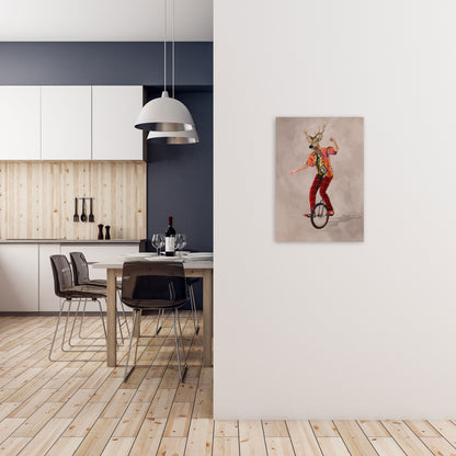 Deer On One Wheel Art Print by Coco Deparis A2 Black Frame