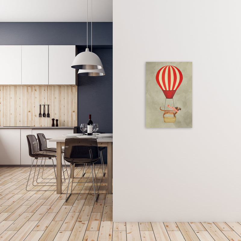Daschund With Airballoon Art Print by Coco Deparis A2 Black Frame