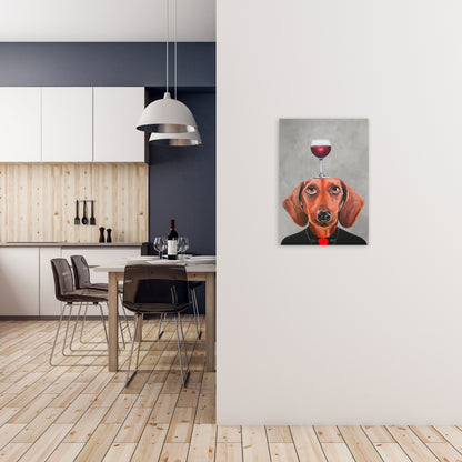 Daschund With Wineglass Art Print by Coco Deparis A2 Black Frame