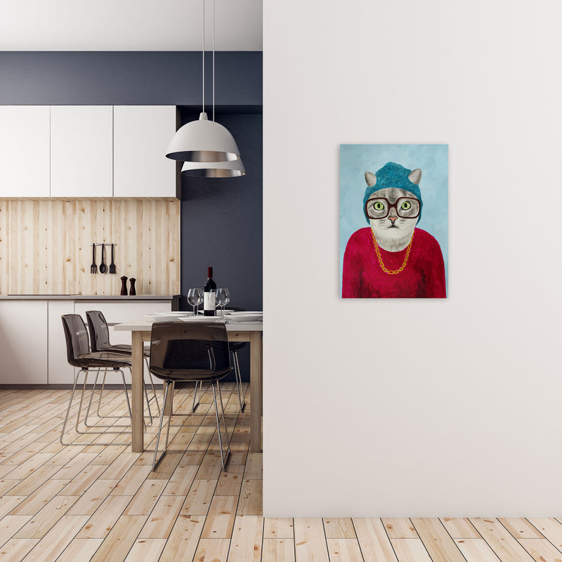 Cat Rapper Art Print by Coco Deparis A2 Black Frame