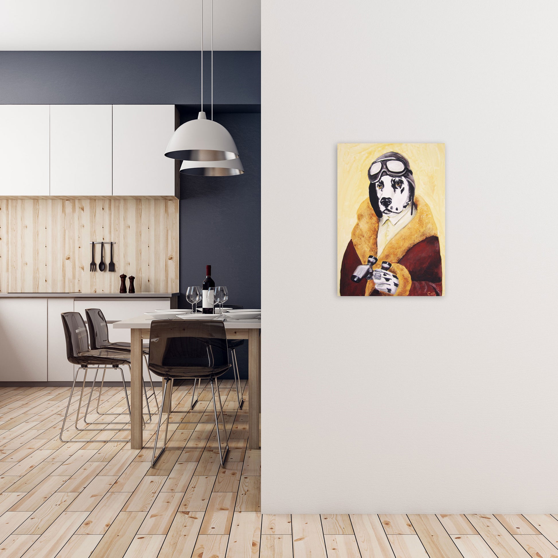 Dalmatian Pilote Art Print by Coco Deparis A2 Black Frame