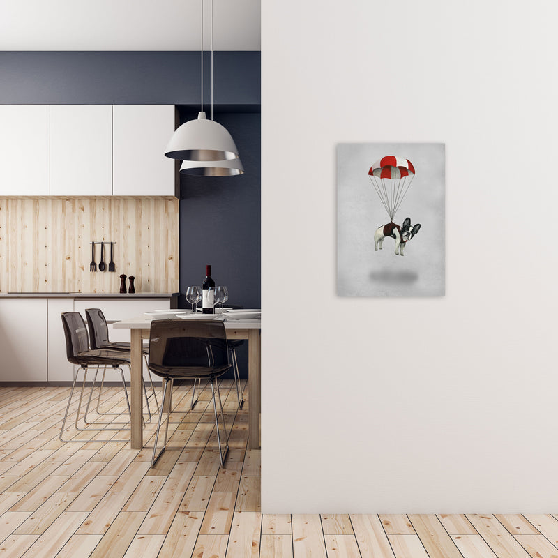 Bulldog With Parachute Art Print by Coco Deparis A2 Black Frame