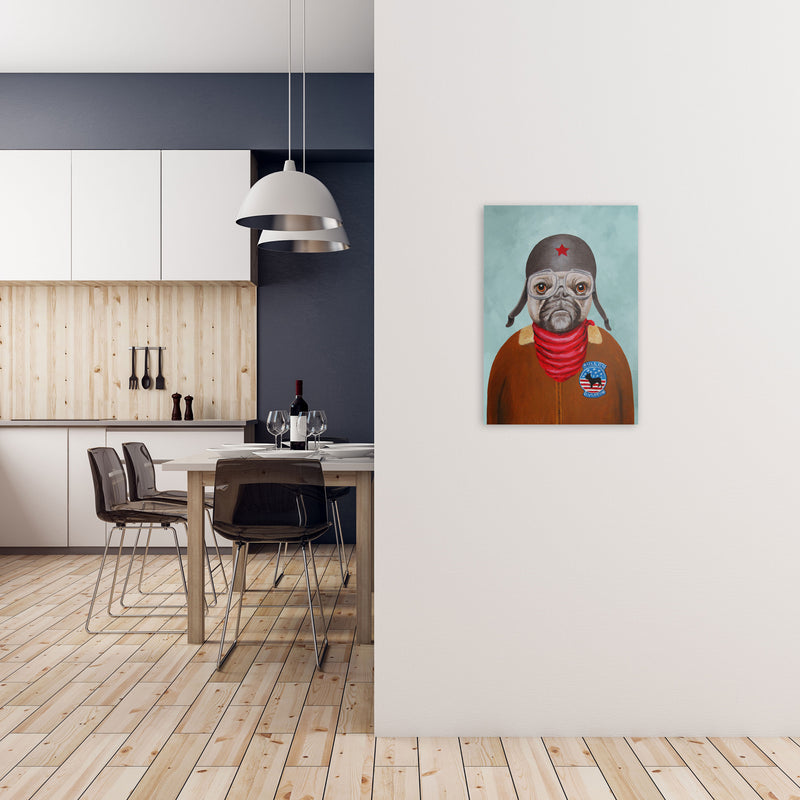 Bulldog With Helmet Art Print by Coco Deparis A2 Black Frame