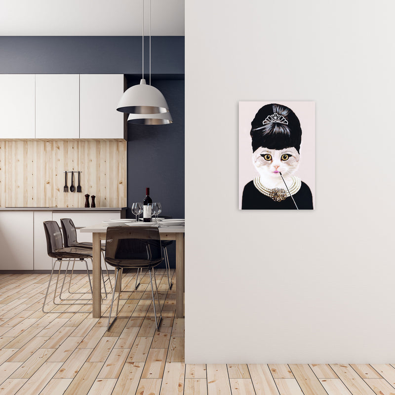 Audrey Hepburn Cat Art Print by Coco Deparis A2 Black Frame