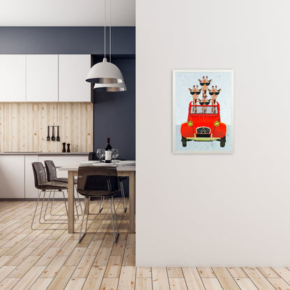 Giraffes On Holiday 2 Art Print by Coco Deparis A2 Oak Frame