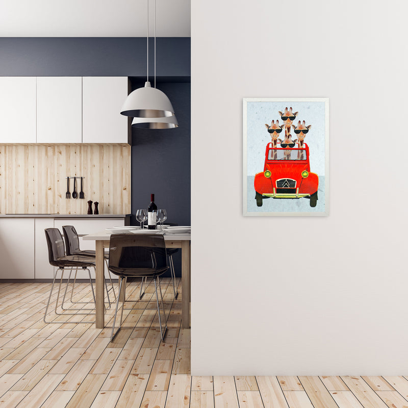 Giraffes On Holiday 2 Art Print by Coco Deparis A2 Oak Frame