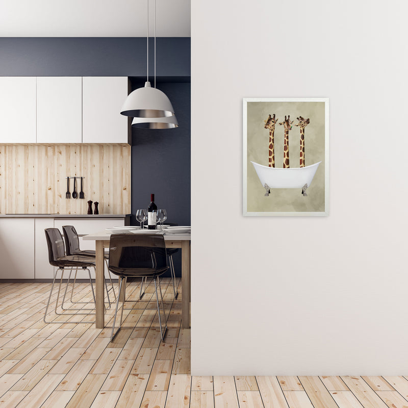 Giraffes In Bathtub Art Print by Coco Deparis A2 Oak Frame